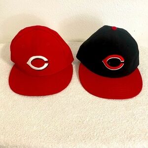 Vintage Bundle of (2) Cincinnati Reds New Era 59 Fifty Baseball Caps Sz 7 55.8cm